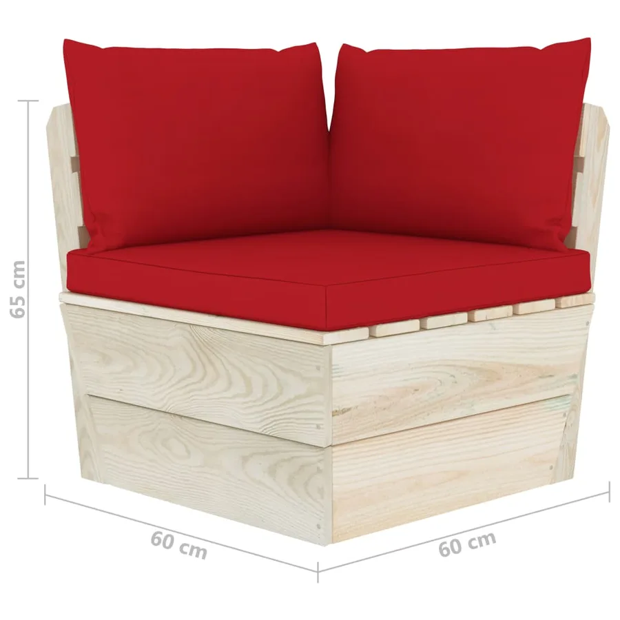 Canapé d'angle palette de jardin avec coussins Épicéa imprégné - 7