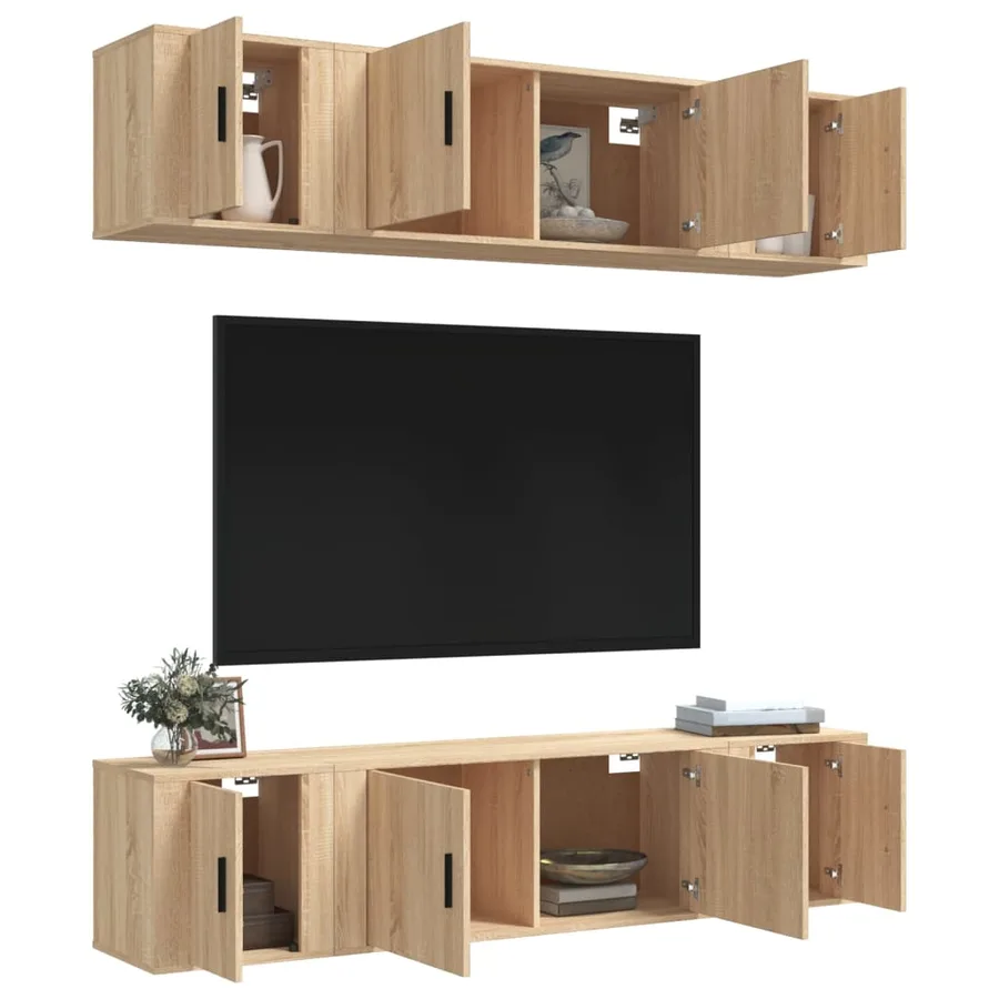 Ensemble de meubles TV 6 pcs Chêne sonoma Bois d'ingénierie - 3