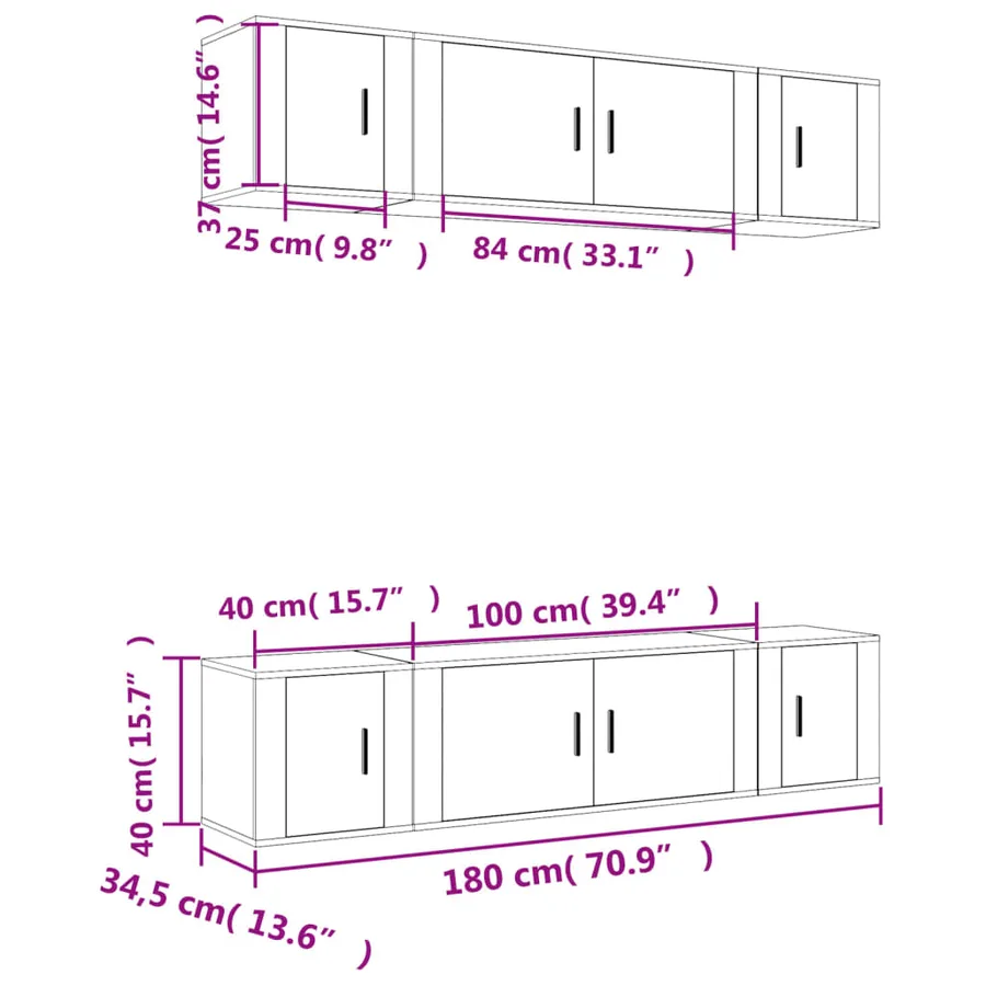 Ensemble de meubles TV 6 pcs Chêne sonoma Bois d'ingénierie - 7
