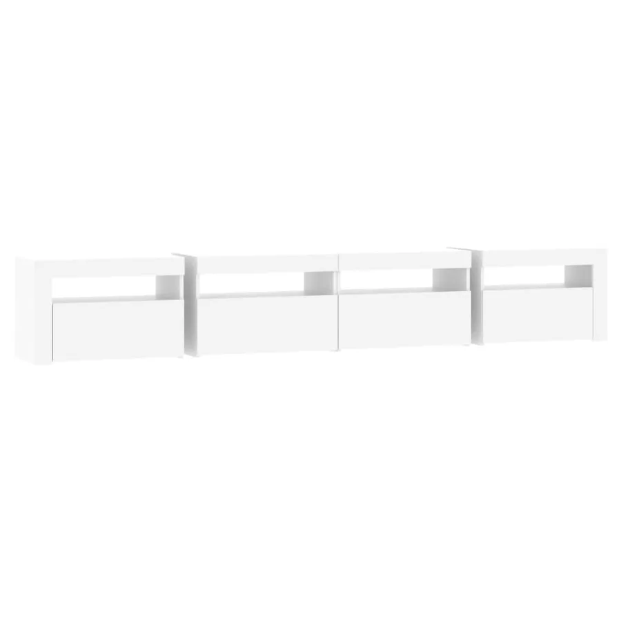 Meuble TV avec lumières LED Blanc 240x35x40 cm - 7