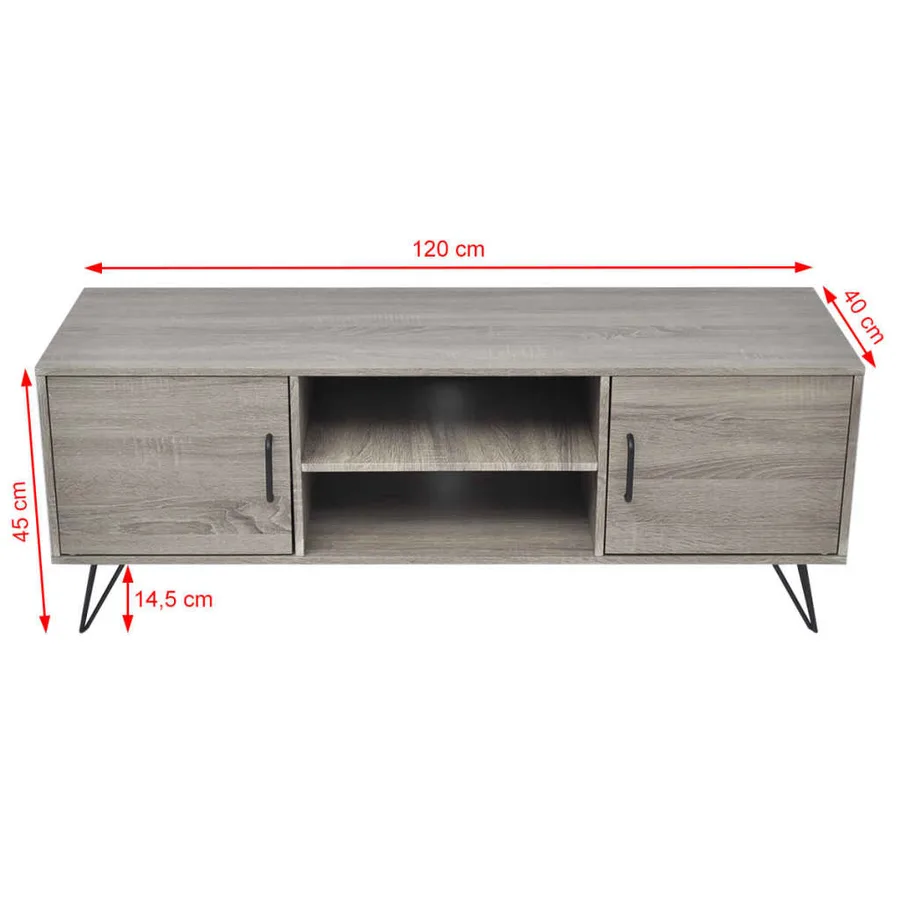 Meuble TV 120x40x45 cm Gris - 5