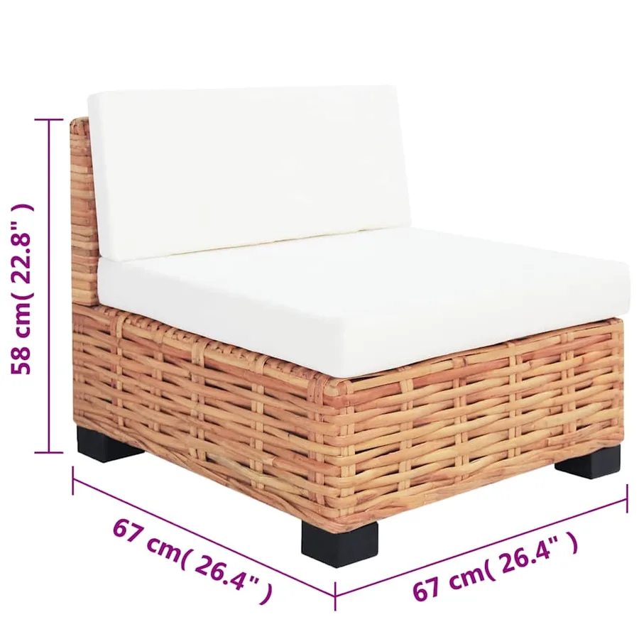 Ensemble de canapés 18 pcs Rotin naturel - 11