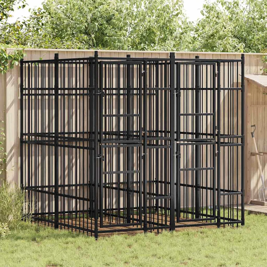 Chenil d'extérieur pour chiens Acier 3,69 m²