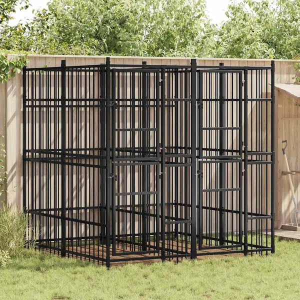 Chenil d'extérieur pour chiens Acier 3,69 m²