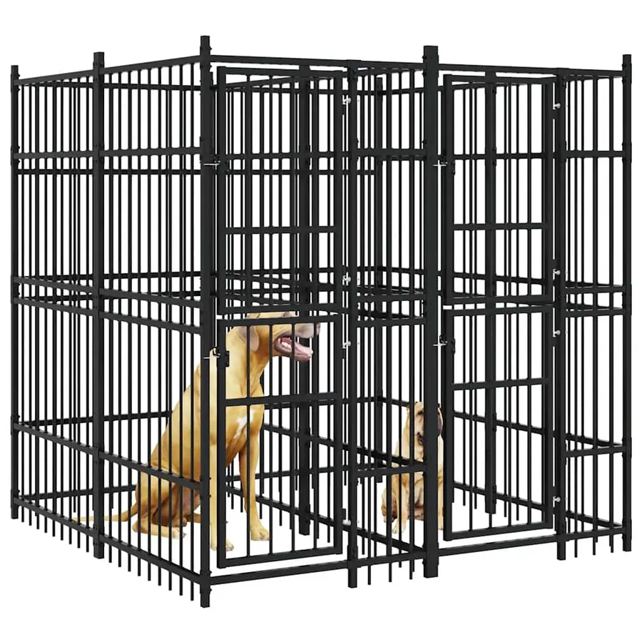 Chenil d'extérieur pour chiens Acier 3,69 m² - 4