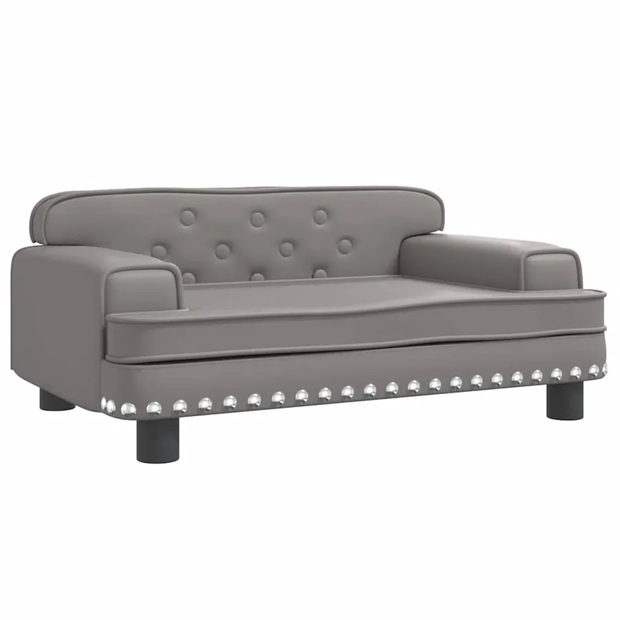 Lit pour chien gris 70x45x30 cm similicuir - 2