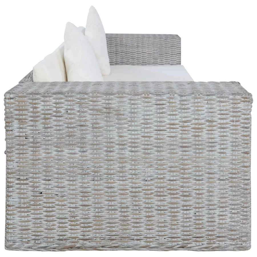 Canapé à 3 places avec coussins Gris Rotin naturel - 5