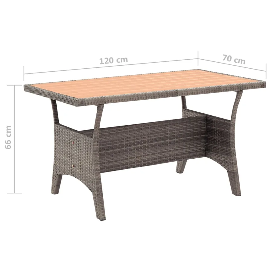 Ensemble à manger de jardin 3 pcs coussins gris résine tressée - 11