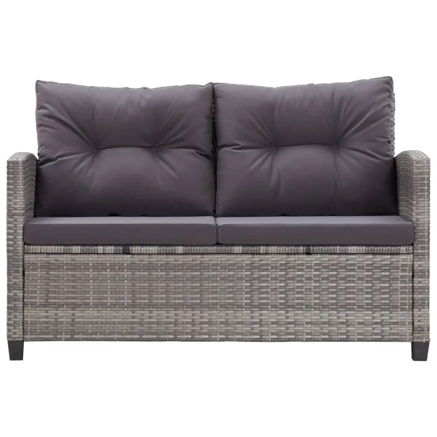 Ensemble à manger de jardin 3 pcs coussins gris résine tressée - 4