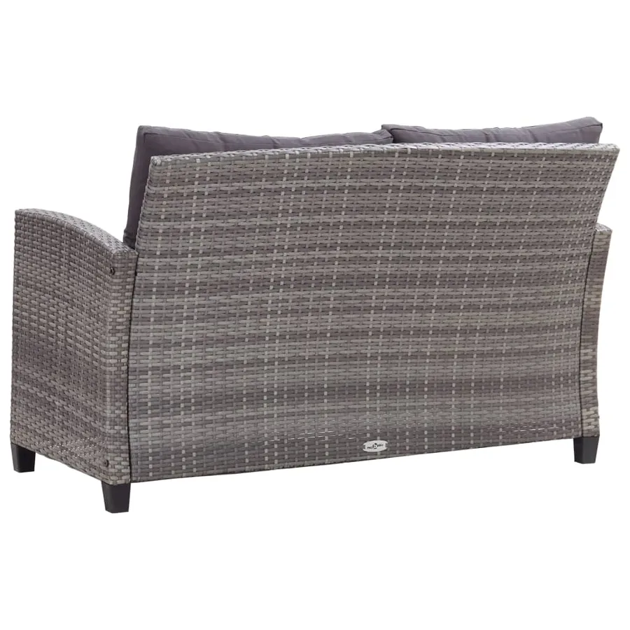 Ensemble à manger de jardin 3 pcs coussins gris résine tressée - 6