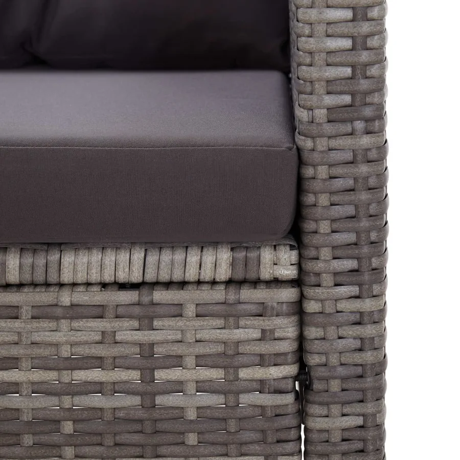 Ensemble à manger de jardin 3 pcs coussins gris résine tressée - 7