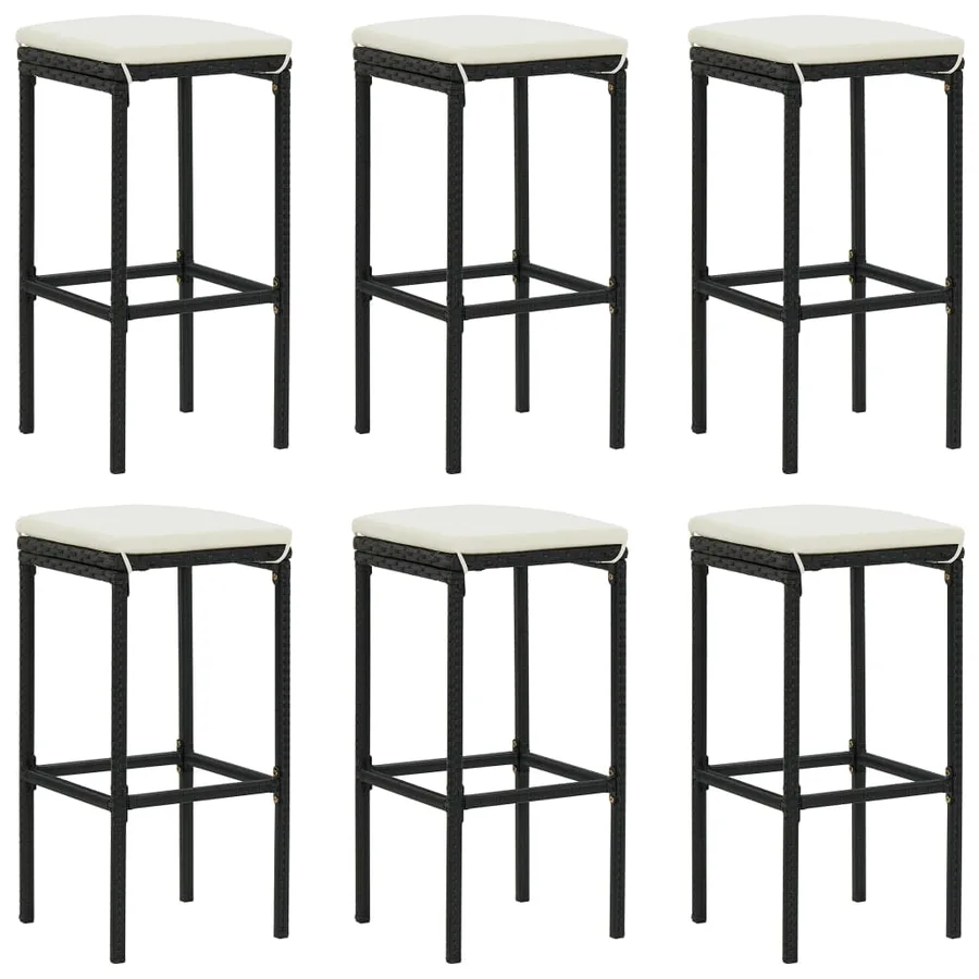 Ensemble de bar de jardin 8 pcs et coussins Résine tressée Noir - 7