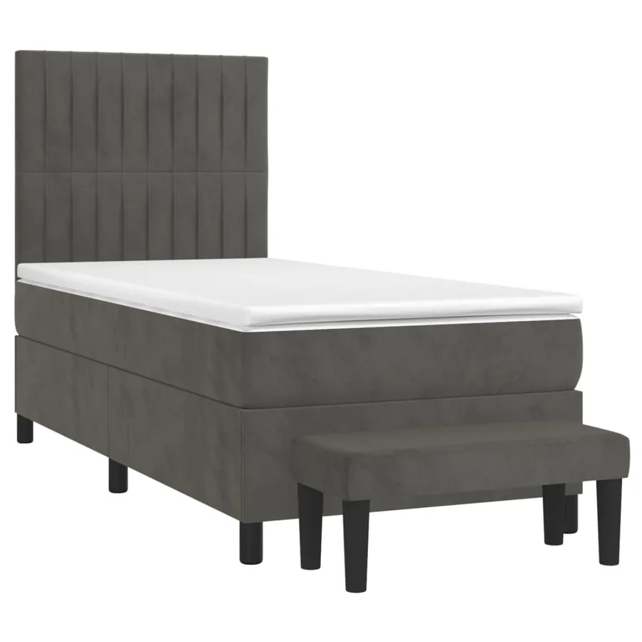 Sommier à lattes de lit et matelas Gris foncé 90x190 cm Velours - 3
