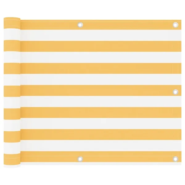 Écran de balcon Blanc et jaune 75x500 cm Tissu Oxford