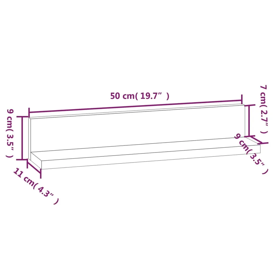 Étagères murales 2 pcs Blanc 50x11x9 cm Bois de pin massif - 8