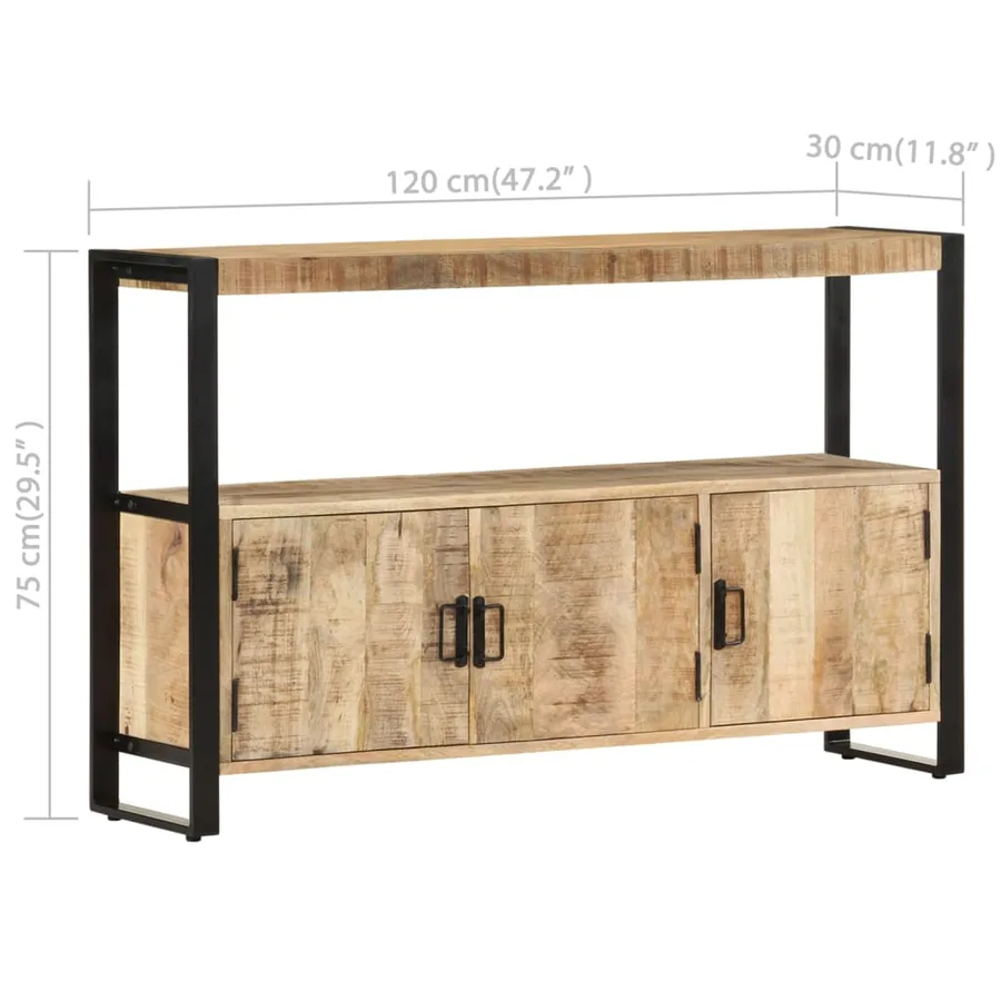 Armoire latérale 120x30x75 cm Bois de manguier solide - 7