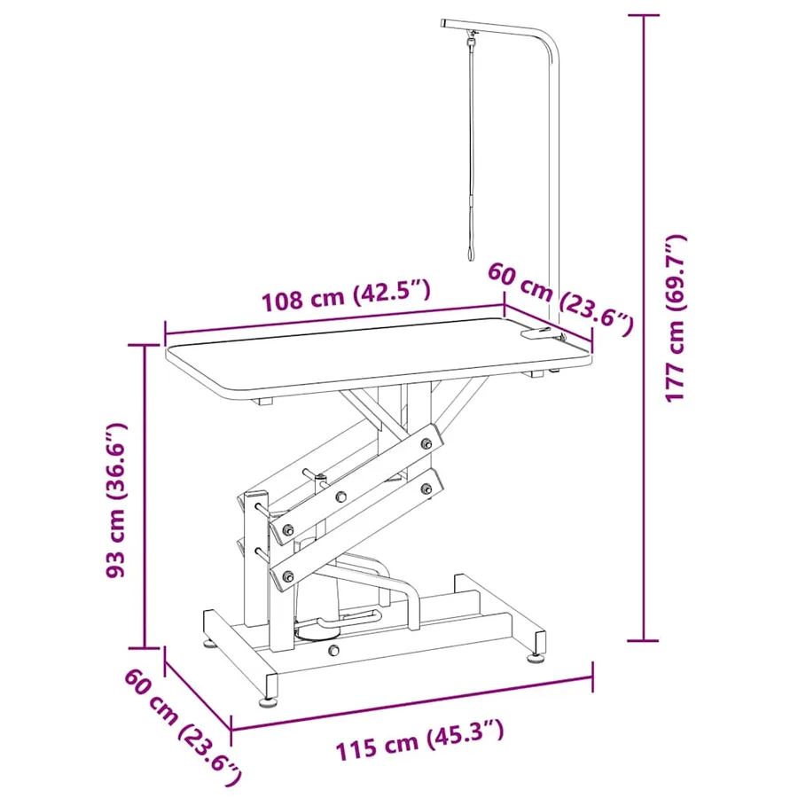 Table Toilettage Ajustable Hydraulique pour Chiens Chats Animaux - 12