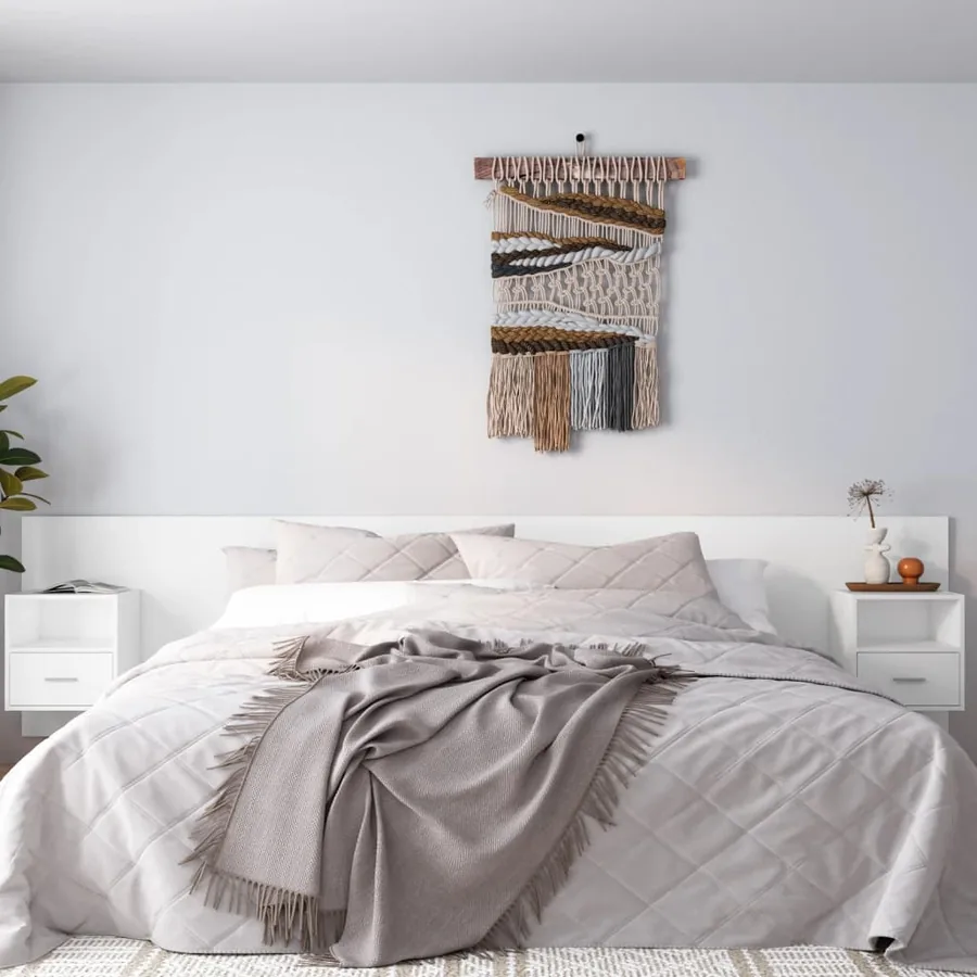 Tête de lit avec armoires Blanc Bois d’ingénierie
