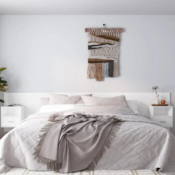 Tête de lit avec armoires Blanc Bois d’ingénierie