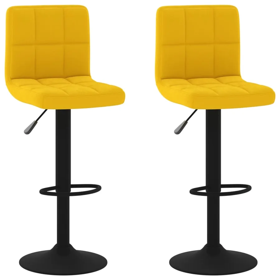 Tabourets de bar lot de 2 jaune moutarde velours - 2