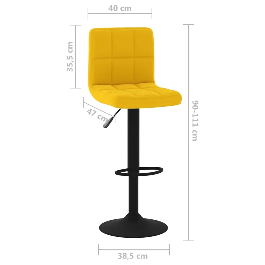 Tabourets de bar lot de 2 jaune moutarde velours - 9
