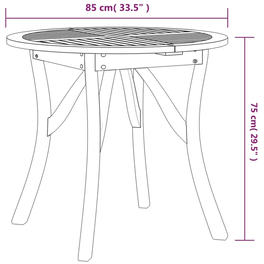 Table de jardin Ø 85 cm Bois d'acacia solide - 6