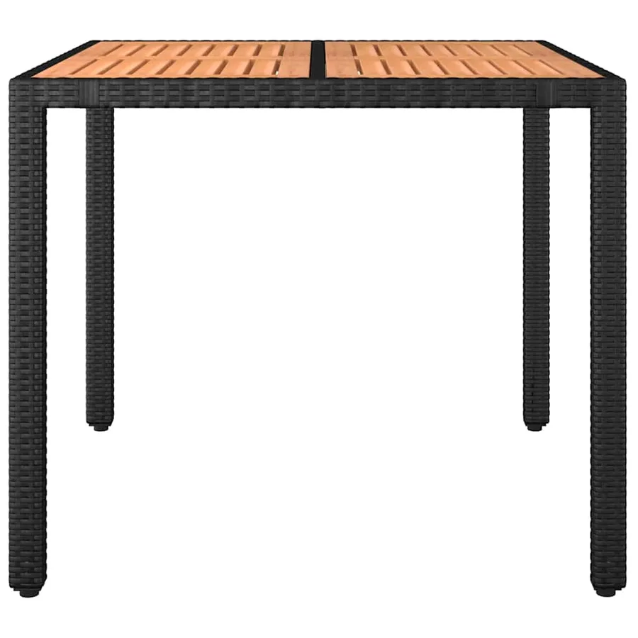 Table de jardin plateau en bois Noir Résine tressée bois massif - 3