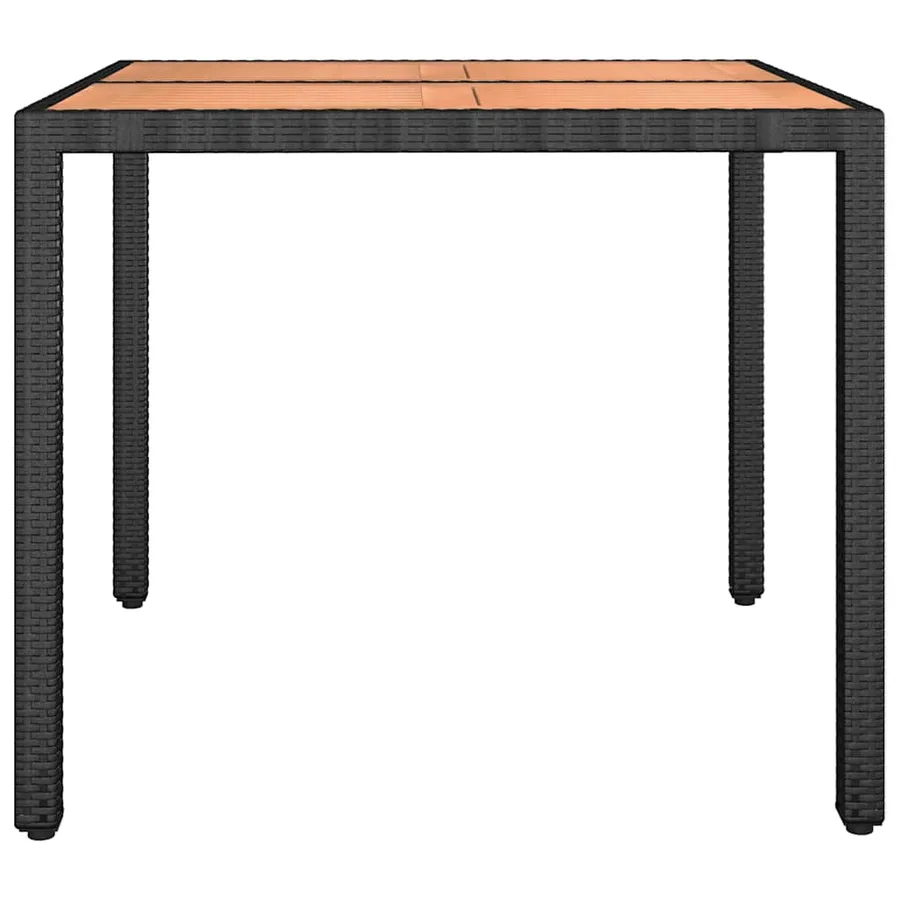 Table de jardin plateau en bois Noir Résine tressée bois massif - 4