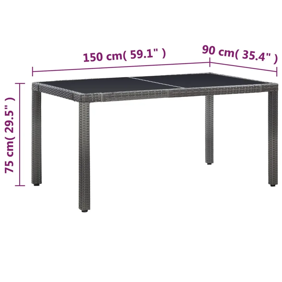 Ensemble à manger d'extérieur 7 pcs Résine tressée Gris - 11