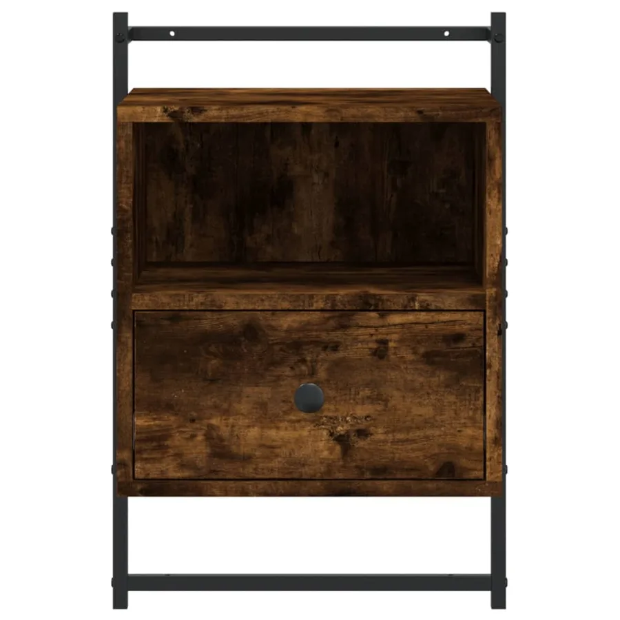 Table de chevet murale chêne fumé 40x30x61 cm bois d'ingénierie - 6