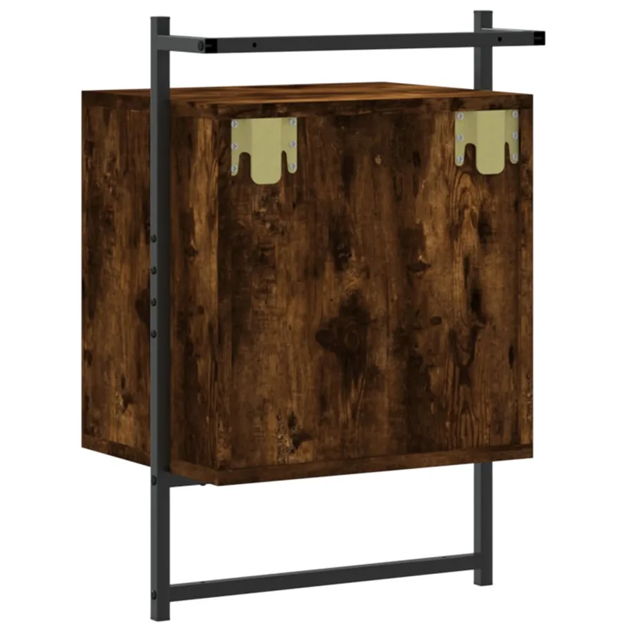Table de chevet murale chêne fumé 40x30x61 cm bois d'ingénierie - 8