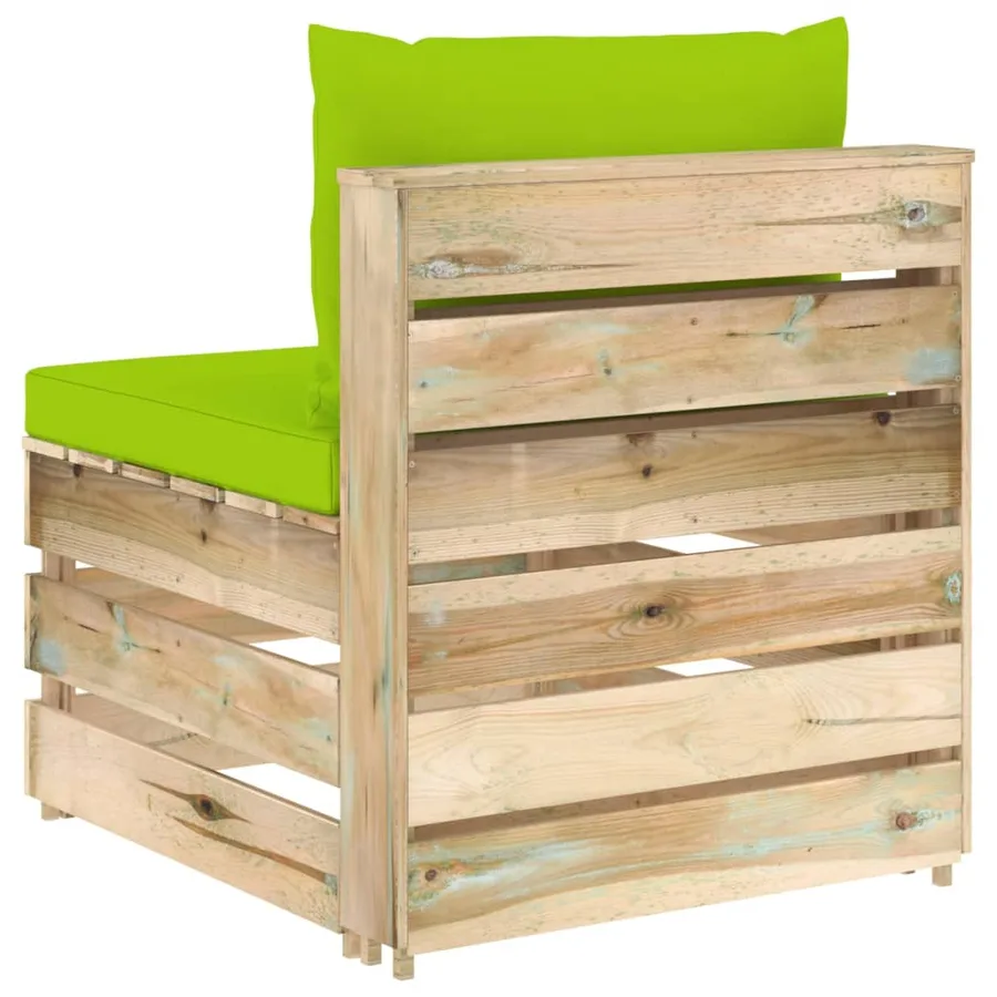 Canapé central sectionnel avec coussins Bois imprégné de vert - 4