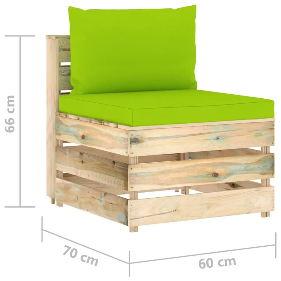 Canapé central sectionnel avec coussins Bois imprégné de vert - 6