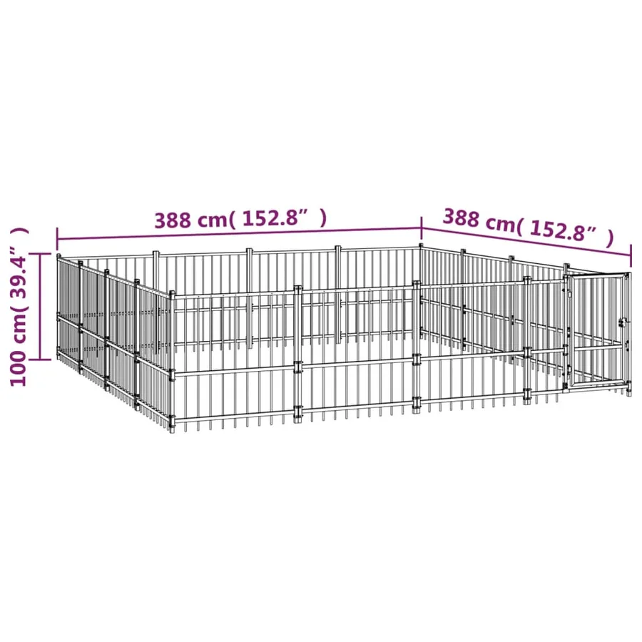 Chenil d'extérieur pour chiens Acier 15,05 m² - 6