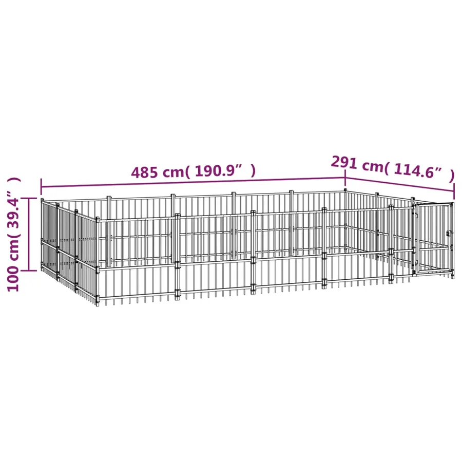Chenil d'extérieur pour chiens Acier 14,11 m² - 6