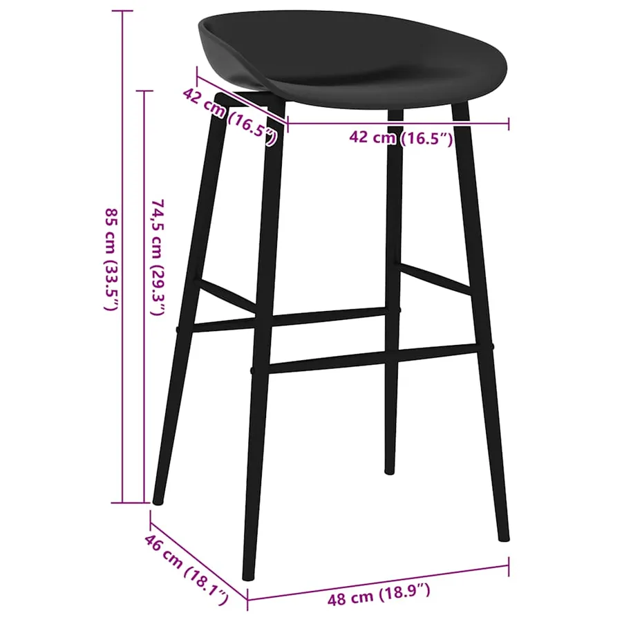 Chaises de bar lot de 2 noir - 7