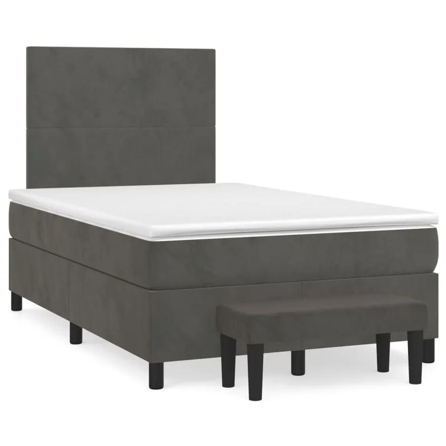 Sommier à lattes de lit et matelas Gris foncé 120x200cm Velours - 2