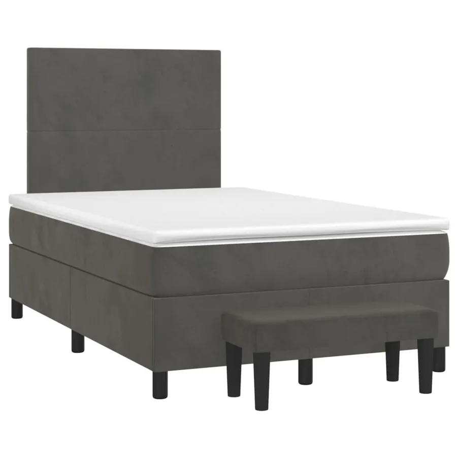 Sommier à lattes de lit et matelas Gris foncé 120x200cm Velours - 3