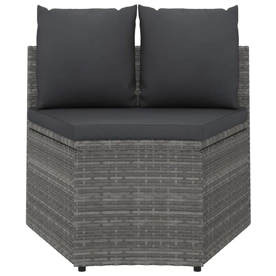 Salon de jardin 4 pcs avec coussins Résine tressée Gris - 5