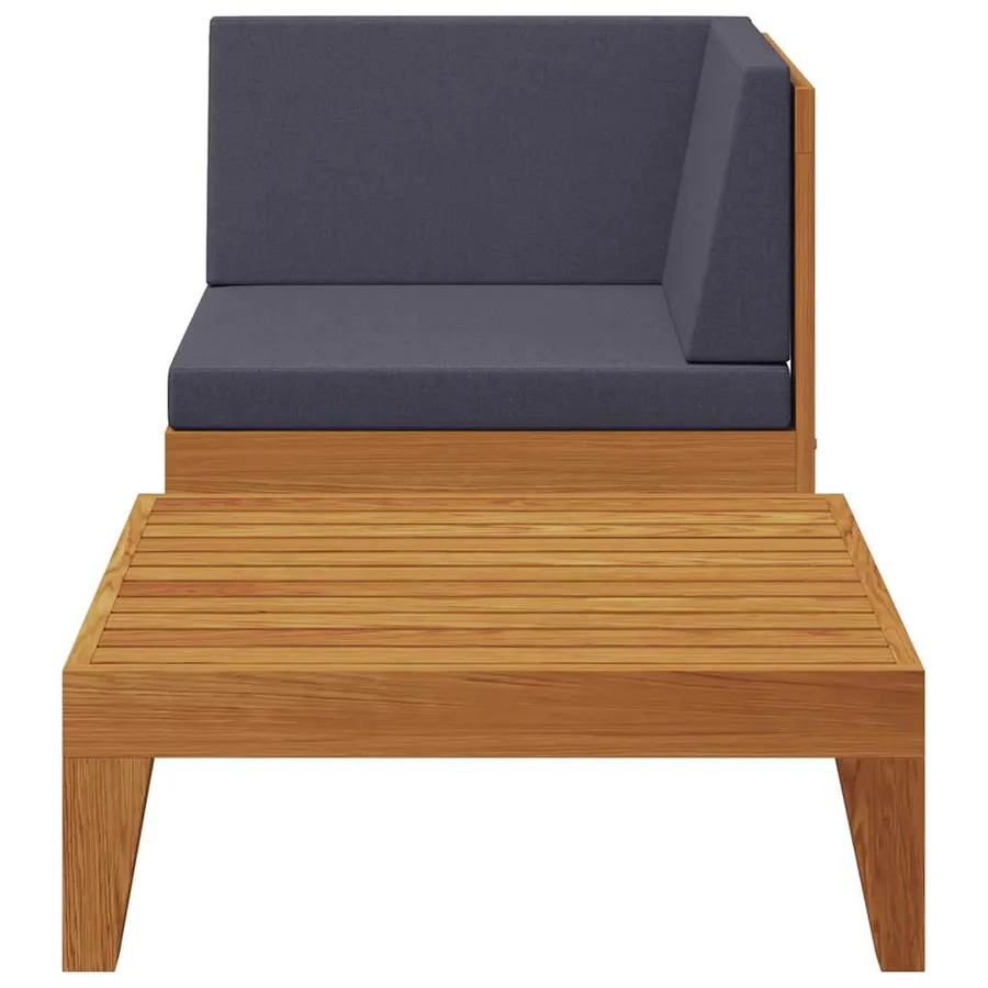 Salon de jardin 2 pcs avec coussins Bois d'acacia solide - 3
