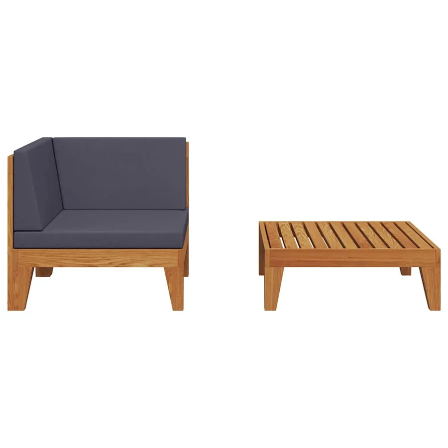 Salon de jardin 2 pcs avec coussins Bois d'acacia solide - 4