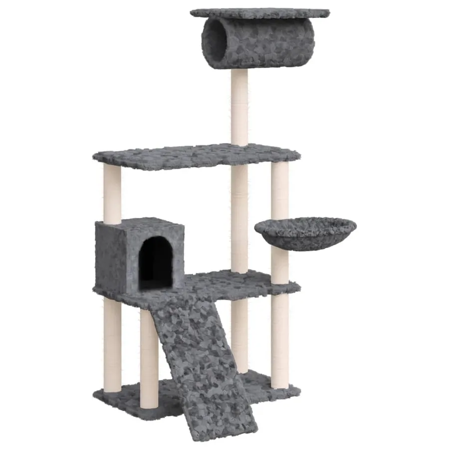 Arbre à chat avec griffoirs en sisal Gris foncé 131 cm - 2