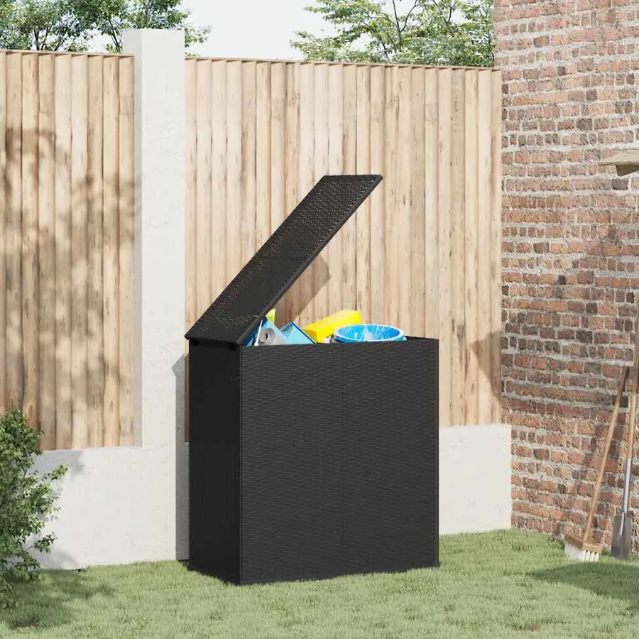 Boîte à coussins de jardin Résine tressée 100x49x103,5 cm Noir