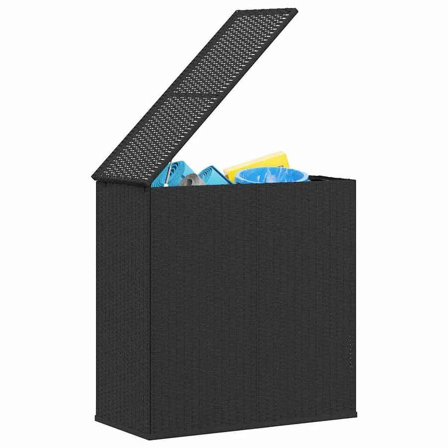 Boîte à coussins de jardin Résine tressée 100x49x103,5 cm Noir - 7