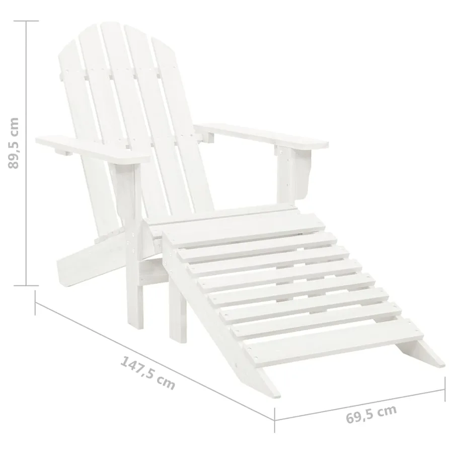 Chaise de jardin Adirondack avec pouf et table Sapin Blanc - 15