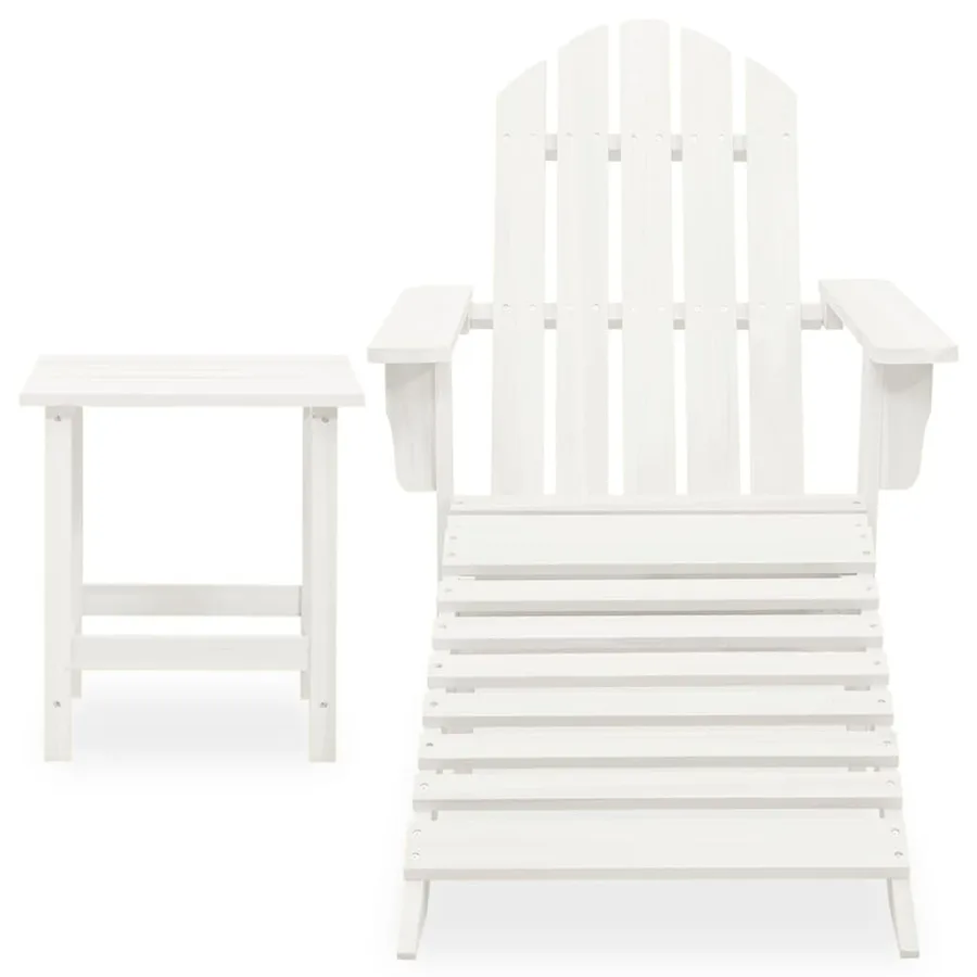 Chaise de jardin Adirondack avec pouf et table Sapin Blanc - 2