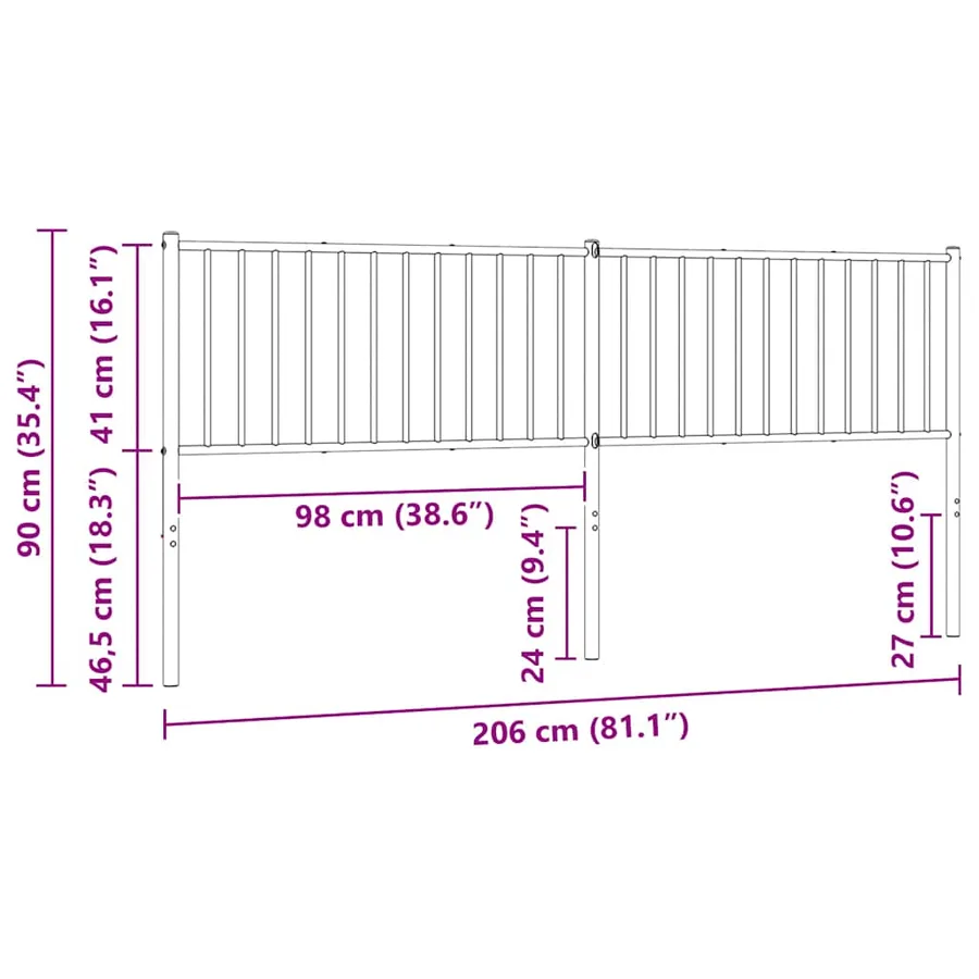 Tête de lit de remplacement métal noir 200 cm - 7