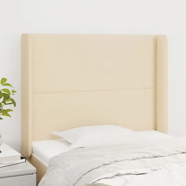 Tête de lit avec oreilles Crème 103x16x118/128 cm Tissu