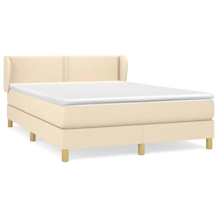 Sommier à lattes de lit avec matelas Crème 140x200 cm Tissu - 2