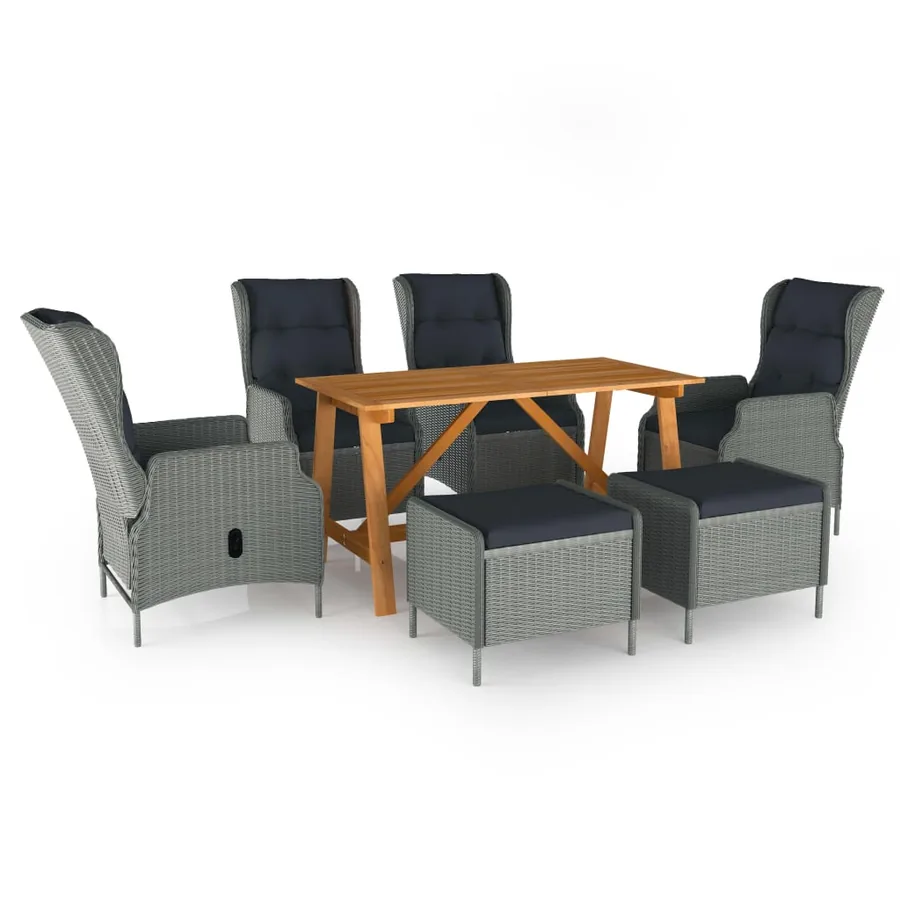 Ensemble à manger de jardin 7 pcs Gris clair
